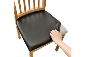 AQIGR Chair Covers Dining Room Chair Seat Cover 2/4/6 Pieces Waterproof PU Leather Chair Seat Covers Stretch Seat Covers Removable Washable Chair Covers Seat Protector Cover for Home, Hotel, Banquet
