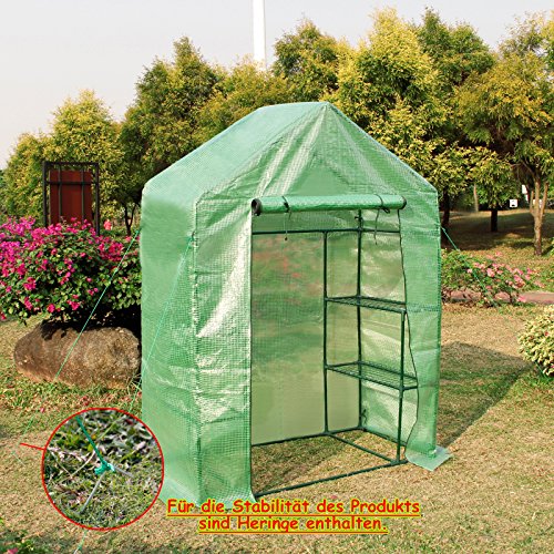 Yorbay Foliengewächshaus Gewächshaus 143x73x195cm, mit Gitternetzfolie aus PE(140g/㎡), mit Ablagen, für Garten zur Aufzucht - 5