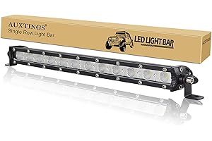 AUXTINGS 13 inch 60W Ultra Slim Single Row LED Light Bar Flood Beam with Mounting Bracket For Off Road ATV UTV SUV