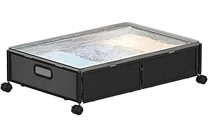 kebyco Rangement sous lit à Roulettes Pliable des vetements ou linge de lit etagere bac de rangement casier (Noir)