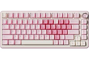 ‎YUNZII YUNZII B75 PRO Drahtlose Mechanische Tastatur, 75% Gaming Tastatur Dichtung Hot Swap Custom Keyboard mit Knopf, Vorgeschmierte Schalter RGB, Tri-Mode Tastatur (Pink, Cocoa Cream V2 Switch)