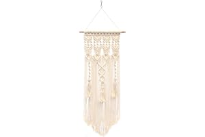 DIYPARKIA Wall Hanging Macrame Large Boho Woven Tapestry Large Tapestry Macrame Wall Hanging Tassel Cotton Woven Tapestries Macrame Tassel Bead Art Cotton Rope Bohemian Wall Decor for Bedroom Backdrop (A)