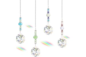 DASYUSUO 4Pcs Crystal Suncatchers, Rainbow Suncatcher Crystal Ball Prism Pendant Hanging Crystals Decoration for Chandelier Window Home Garden (4 Types)