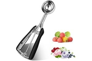 Lifhety Eisportionierer Edelstahl 304, 5cm Eislöffel Portionierer mit Auslöser, Groß Eiskugelportionierer für Eiscreme und Backen, Eiscremelöffel Poliert