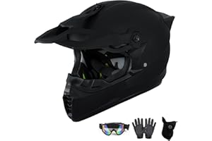 ABXUJWUB Youth Kids Motocross Helmet Full Face ATV/Dirt Bike Motorcycle with Fashionable Tail Wing Design, Goggles + Gloves + Mask, MTB BMX Off-Road Crash for Boys Girls