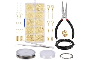byou Kit Fabbricazione e Riparazione Gioielli, Gioielleria 912 Pezzi in Scatola di Plastica con Pinzetta a Pinza e Filo Forniture Artigianali DIY
