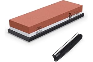 Sharpening Stone, DDF IohEF Whetstone grit 1000/6000, Professional 2-in-1 Double-Sided Knife Sharpener with Non-Slip Silicone Base and Angle Guide