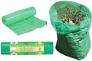 LORD C Garden Waste Bags Heavy Duty Bin Liners Refuse Sack Bags With tie Handle Gardening Bag Ideal For Collecting Debris Such As Leaves Weeds And Shrub Clippings In Size 50L 72X120CM (green (PACK OF 10))