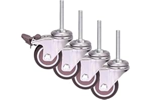 GENERIC Heavy Duty Castor Wheels 4Pcs 2 Inch Rubber Wheels with Brakes Silent Universal Swivel for Furniture Replacement Office M8×50mm Thread Casters Capacity 150kg Ball Bearings