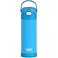 THERMOS FUNTAINER 16 Ounce Stainless Steel Vacuum Insulated Bottle with Wide Spout Lid, Electric Blue