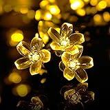 Qedertek Solar Lichterkette Aussen Garten, 7M 50 LED Blumen LichterketteWasserdicht Beleuchtung für Weihnachten, Garten, Hoch