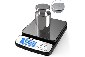 Nilpferd Digitale Paketwaage bis 50kgs, Postwaage,Briefwaage digital, benutzt für Haus/Büro/Lager/Markt,Feineinteilung in 1g Schritten, LCD Anzeige, Grammgenau, Batterien enthalten(silber)