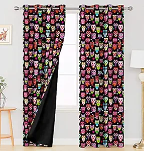 Ultimate Trends Premium Polyester Digital Printed Fancy Kids Room 90% Room Darkening Curtains for Door, 9 feet, Pack of 2 Piece ,Black, (UTCR-1459_BC_B)