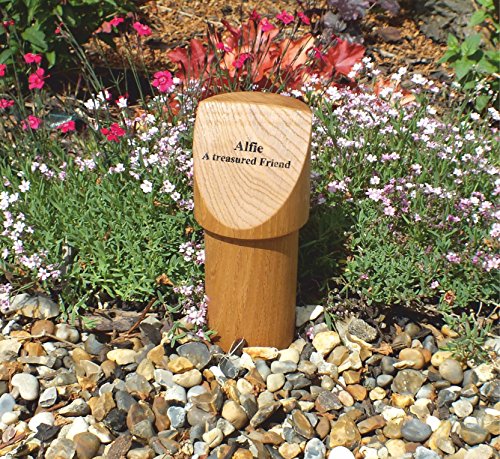 Beautiful-solid-oak-pet-memorial-round-style-handmade-wooden-memorial-post-for-dog-cat-or-other-pet