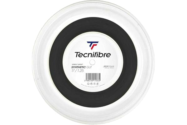 Tecnifibre - Cordage de tennis - Bobine 200M - SYNTHETIC GUT 1.25, Taille unique, Noir