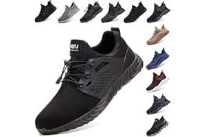 HITMARS Zapatos De Seguridad para Hombre con Puntera De Acero Mujer Calzado De Trabajo Zapatos De Deportivos Transpirables Construcción Botas Trekking Negro Azul Gris Verde Rosa 36-48 EU