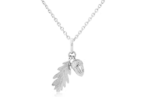 Gemma J Polished Sterling Silver Acorn and Leaf Pendant