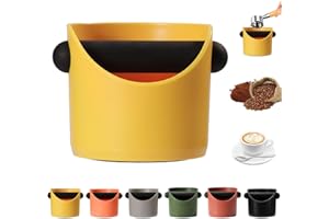 MORAINJAY 0.45L Scatola per Fondi di Caffè Giallo,Knock Box Compatto con Barra Antivibrante e Base Antiscivolo, Accessorio per Macchina Espresso e Barista