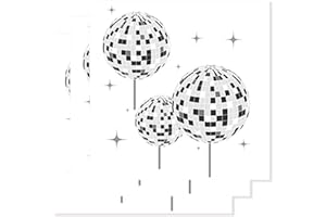 ParPix 20 Stück Disco Deko Servietten, 33x33cm Disco Party Deko Servietten, 70er 80er 90er Geburtstag Deko Papierservietten, Servietten Geburtstag Discokugel Deko, Discokugel Party Dekorationen