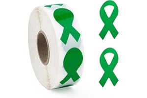 WANDIC Autocollant Ruban Vert, 500 Pcs Vert Ruban Sensibilisation Autocollants Étiquettes Rouleau Vert Santé Cancer Espoir Sensibilisation Ruban Paquet D'Étanchéité pour Événement Cadeau Lettre Sacs