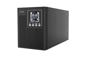 NJOY Echo Pro 1000 Gruppo di Continuità Server 1000VA 800 Watt Con Ventole Silenziate, Doppia Conversione Online Onda Sinusoidale Pura, 3 Uscite Schuko, USB, RS232, EPO, 2 Batterie – Garanzia 3 Anni