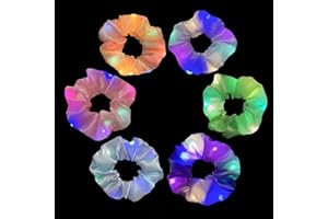 GOPAW 6 Pièces LED Lumineux Chouchou, Élastiques à Cheveux Lumineux pour Queue de Cheval, chouchous pour filles, Bande de Cheveux Élastiques Lumineuses pour Néon Noël Anniversaire Nouvel (couleur unie)