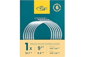 SF Líder cónico de Pesca con Mosca, Nailon de 7.5 pies, 9 pies, 0X-7X, Bucle Soldado, hundimiento rápido, flexibilidad Perfectamente equilibrada y Fuerza del Nudo, para línea de Pesca, 15 Libras