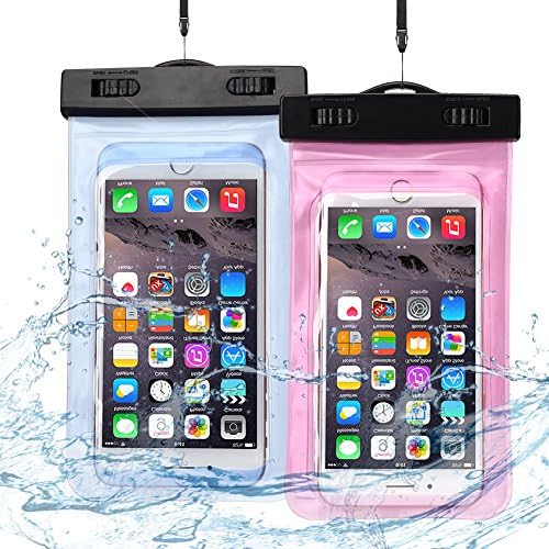 2 x Waterproof Case Waterproof Pouch Case Cover Pouch with Neck Strap and Armband for Galaxy A3 A5 A7 2017 Samsung J3 J5 J7 2016 Case Cover Universal IPX8 Certified Case Pouch iPhone SE iPhone 6S iPhone SE iPhone 7 Plus Soft Plastic Waterproof Bumper Galaxy A3 2017 A5 2017 Grand Prime S6 S6 Edge S7 S7 Edge S8 S8 + S5 S5 Mini Protection for Huawei P8 Lite Huawei P9 Lite P8 Lite 2017 Wiko Sony HTC etc. Less than 6 Inches - Light Blue + Pink