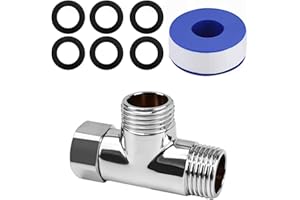 SUNDRERFECT T Conector 1/2 Pulgada Acero Inoxidable - Distribuidor Agua 3 Vías con 6 Arandelas y Cinta PTFE para Grifos Potables, Sistemas Calefacción, Lavavajillas (Diámetro 20 mm)