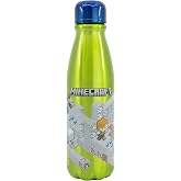 Stor Minecraft Aluminium Children's Water Bottle 600 ml &ndash; with Safe Spout and Anti-Leak Cap for Children School Sport
