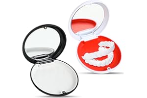 WINDFROMORT Boîte Appareil Dentaire - Étui Gouttière Dentaire,2 Pièces, Plastique Résistant, avec Miroir et Fermeture Sécurisée, Design Compact et Auto-adhésif, Idéal pour Voyage et Usage Quotidien