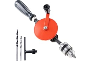 WiMas Perceuse à Main Manuelle à Manivelle 3/8 Pouces (1.5mm-10mm) Perceuse Manuelle à Double Pignon avec 2PCS Forets pour Plastique de Carte de Circuit Imprimé en Bois Acrylique