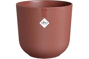 elho Jazzowa okrągła doniczka na kwiaty 16 cm - doniczka na rośliny do wnętrz - 100% plastik z recyklingu - unikalna struktura - czerwona/toskańska czerwień