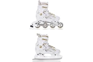 Raven 2 in1 Patines Patines en línea, Pulse White/Oro Ajustable