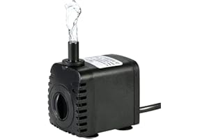 Irishom Pompa Acqua Sommergibile 8W 600L/H, Mini Pompa Acqua con 2 Ugelli per Acquario Fontane Stagno Giardini Acquatici e Sistemi Idroponici