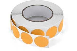 MEITAAT Okrągłe naklejki 19 mm, pomarańczowe, samoprzylepne, rolka, małe punkty klejące, etykiety, kolorowe, okręgi, naklejki, odporne na warunki atmosferyczne, 1000 sztuk