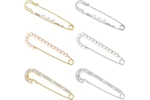 KHDULQ 6 StüCk Damen Brosche, Faux Strass Sicherheitsnadel, Perlecardigan Clip, Vintage Pullover Clips, Damen KostüM ZubehöR, für Strickjacken, Kleider, Hemden, Pullover, Schals