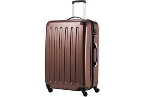 HAUPTSTADTKOFFER Alex - Großer Hartschalen-Koffer, TSA, 4 Doppel-Rollen, Trolley, Rollkoffer, Reisekoffer, Volumenerweiterung, 75 cm, 119 Liter, Braun