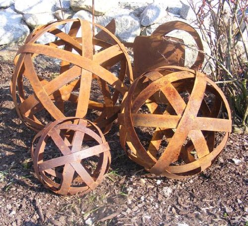 Edelrost Kugel Metallband 40cm Rostkugel - 2