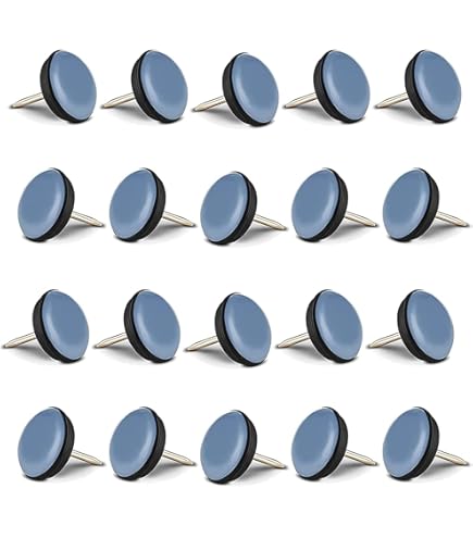 Goodway Lot De 16 Patins Ronds En Téflon Pour Meubles Avec Clou 22 Mm – 5 Mm D'épaisseur – Revêtement PTFE – Patins De Chaise