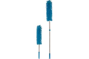 Extendable Cobweb/Feather Duster with Long Handle. Removable and Washable Telescopic Microfiber Head. Perfect for Outdoor, Office, Home and Car. By HEALTHY HOME