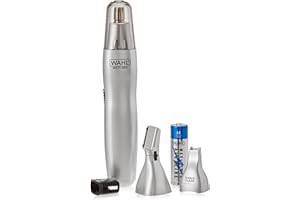 Wahl 3-in-1 Personal Trimmer, Trimmers for Men and Women, Nose Ear and Eyebrow Trimmer, Washable Heads, Trim Sideburns and Facial Hair, Peach Fuzz Trimming, Cordless