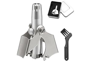 FL HUA Tondeuse Poil de Nez Manuelle avec Brosse de Nettoyage, Coupe Poil de Nez et Oreilles Détachable en Acier Inoxydable, Lavable de Tondeuse à Nez pour La Maison et Le Voyage