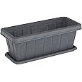 Cosmoplast 18" Cedargrain Rectangular Planter with Tray