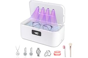 YUANRAN 49000Hz Schmuck Ultraschallreinigungsgerät mit 4U-V Retainer Reinigungsgerät,Ultrasonic Cleaner Dental Pod für Schmuck,Zahnersatz, Brillen,Retainer, Aligner, Zahnschiene, Prothesen