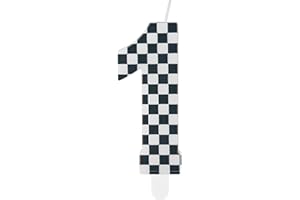 MCISKIN Racing Cars Birthday Candles With Black and White Stripes, Themed Party Decorations, Number 1 Cake Topper for Girls Boys 1st Birthday Party Supplies