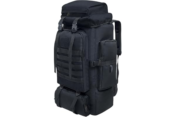 Vaupan vandringsryggsäck, 80 L camping militär taktisk ryggsäck med USB-laddningsport, vattentät stor reseryggsäck utomhus Molle-ryggsäck för män kvinnor
