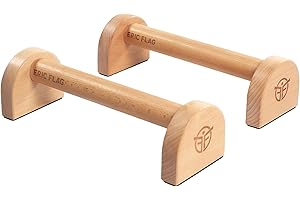 Eric Flag Barras Paralelas Calistenia - Paralelas Calistenia Bajas Sólidas y Estables para Gimnasio en casa, Fitness, Handstand - Flexiones soporte suelo Antideslizante en Madera de Haya, Push up Bar