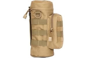 Fippy Bouteille d'eau Tactical Molle Portable de avec Pochette Supplémentaire pour Tactique Militaire Molle Randonnée Camping Voyage (Khaki)