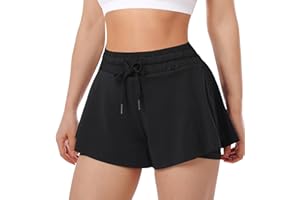 ThreeH Donna Flowy Yoga Pantaloncini 2 in 1 ElastanVeloce Asciugare Sport Fitness Corsa Pantaloncini Estate
